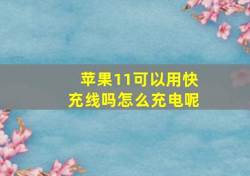 苹果11可以用快充线吗怎么充电呢