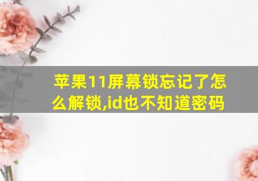 苹果11屏幕锁忘记了怎么解锁,id也不知道密码