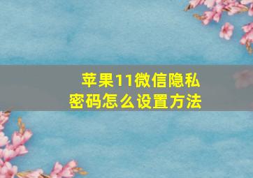 苹果11微信隐私密码怎么设置方法