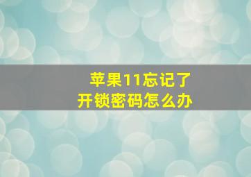 苹果11忘记了开锁密码怎么办