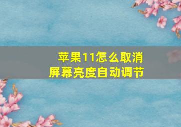 苹果11怎么取消屏幕亮度自动调节