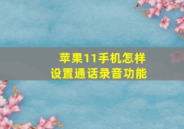 苹果11手机怎样设置通话录音功能