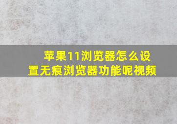 苹果11浏览器怎么设置无痕浏览器功能呢视频