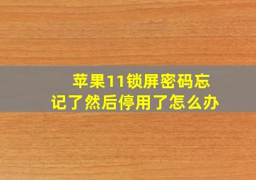 苹果11锁屏密码忘记了然后停用了怎么办