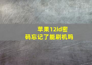 苹果12id密码忘记了能刷机吗