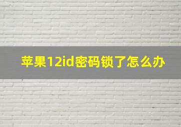 苹果12id密码锁了怎么办