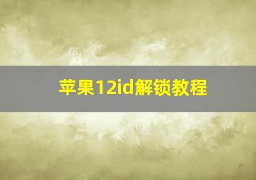 苹果12id解锁教程