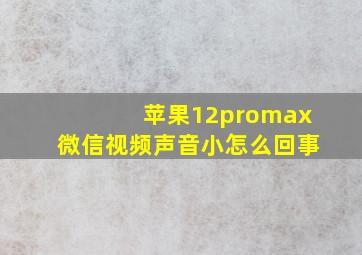 苹果12promax微信视频声音小怎么回事