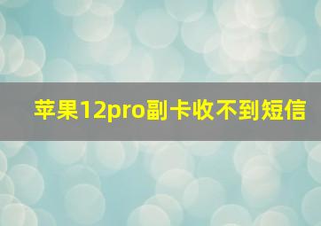 苹果12pro副卡收不到短信