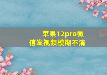 苹果12pro微信发视频模糊不清