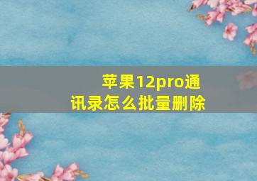 苹果12pro通讯录怎么批量删除