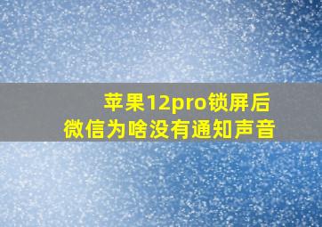 苹果12pro锁屏后微信为啥没有通知声音