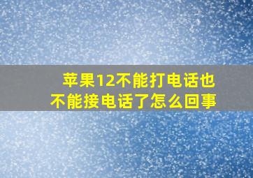 苹果12不能打电话也不能接电话了怎么回事