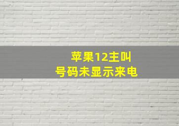 苹果12主叫号码未显示来电