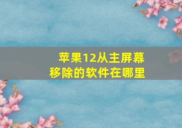 苹果12从主屏幕移除的软件在哪里