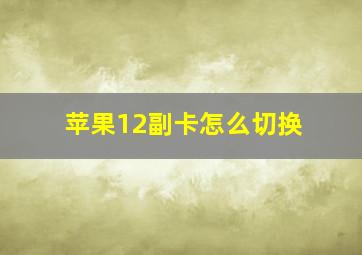 苹果12副卡怎么切换