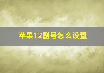 苹果12副号怎么设置