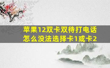 苹果12双卡双待打电话怎么没法选择卡1或卡2