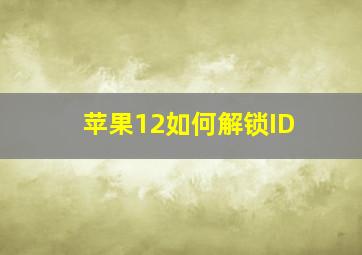 苹果12如何解锁ID