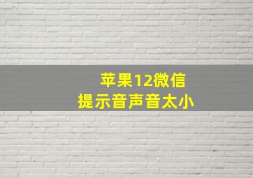 苹果12微信提示音声音太小