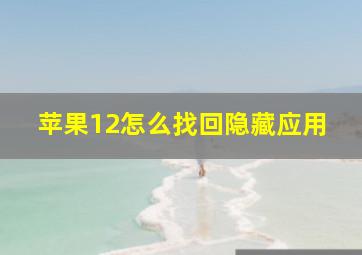 苹果12怎么找回隐藏应用