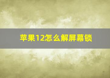 苹果12怎么解屏幕锁