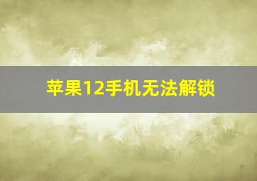 苹果12手机无法解锁