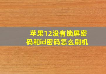 苹果12没有锁屏密码和id密码怎么刷机