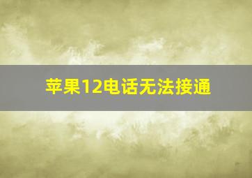 苹果12电话无法接通