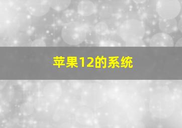 苹果12的系统