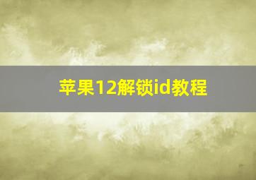 苹果12解锁id教程