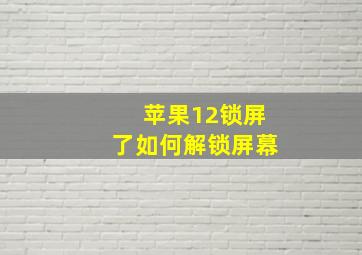 苹果12锁屏了如何解锁屏幕