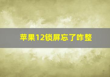 苹果12锁屏忘了咋整