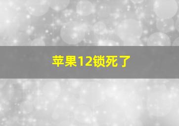 苹果12锁死了