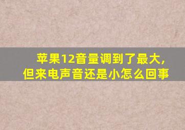 苹果12音量调到了最大,但来电声音还是小怎么回事