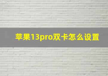 苹果13pro双卡怎么设置