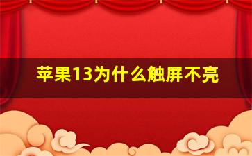 苹果13为什么触屏不亮