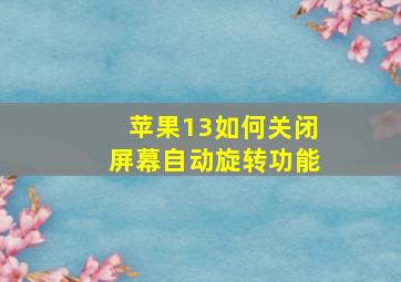 苹果13如何关闭屏幕自动旋转功能