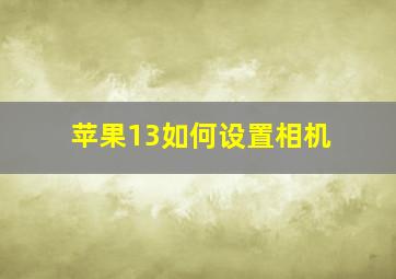 苹果13如何设置相机