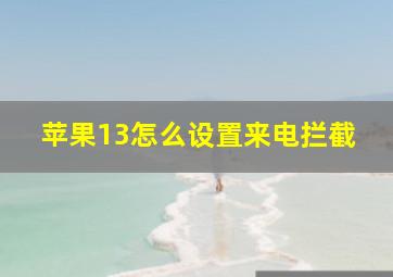 苹果13怎么设置来电拦截