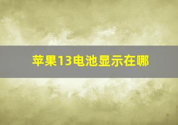 苹果13电池显示在哪