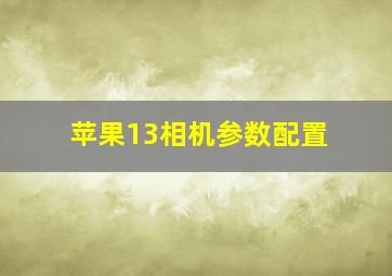 苹果13相机参数配置