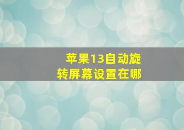 苹果13自动旋转屏幕设置在哪