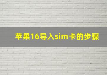 苹果16导入sim卡的步骤