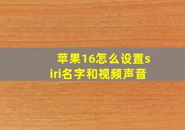 苹果16怎么设置siri名字和视频声音