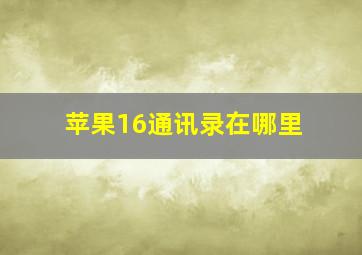 苹果16通讯录在哪里