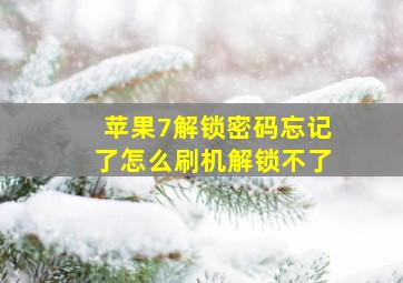 苹果7解锁密码忘记了怎么刷机解锁不了