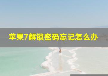 苹果7解锁密码忘记怎么办