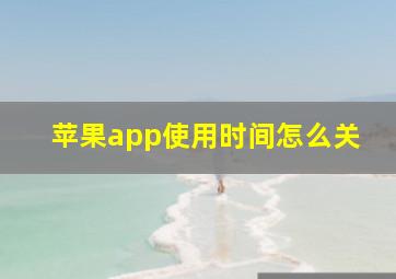 苹果app使用时间怎么关