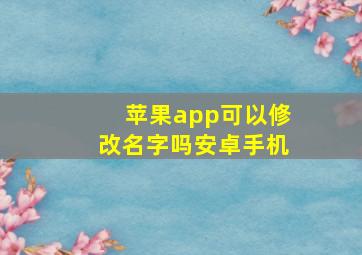 苹果app可以修改名字吗安卓手机